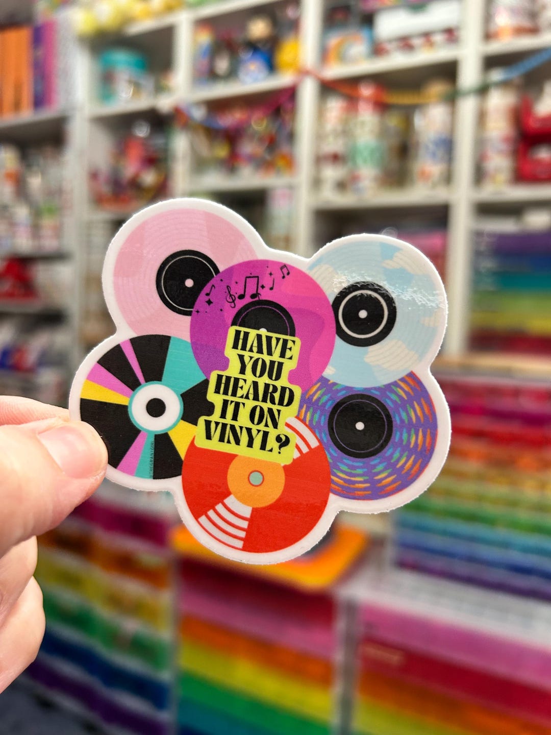 Retro Vinyl Record Sticker Rainbow Music - Etsy