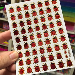 Gold Sparkle Prismatic Ladybug Stickers