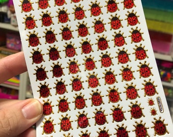 Gold Sparkle Prismatic Ladybug Stickers
