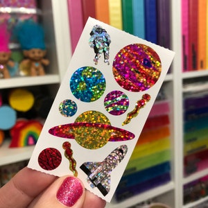 Rare Hambly Sparkle Prismatic Planets Outer Space Stickers