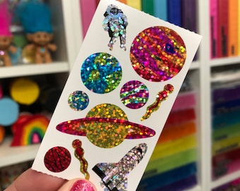 Rare Hambly Sparkle Prismatic Planets Outer Space Stickers