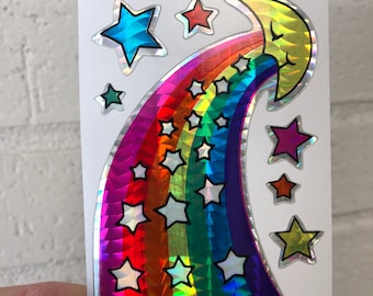Vintage Selectra Sparkle Prismatic Rainbow Moon Star Stickers