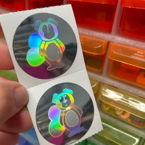 Super Rare Vintage Teddy Bear Holographic Rainbow Laser Stickers Discontinued 80s
