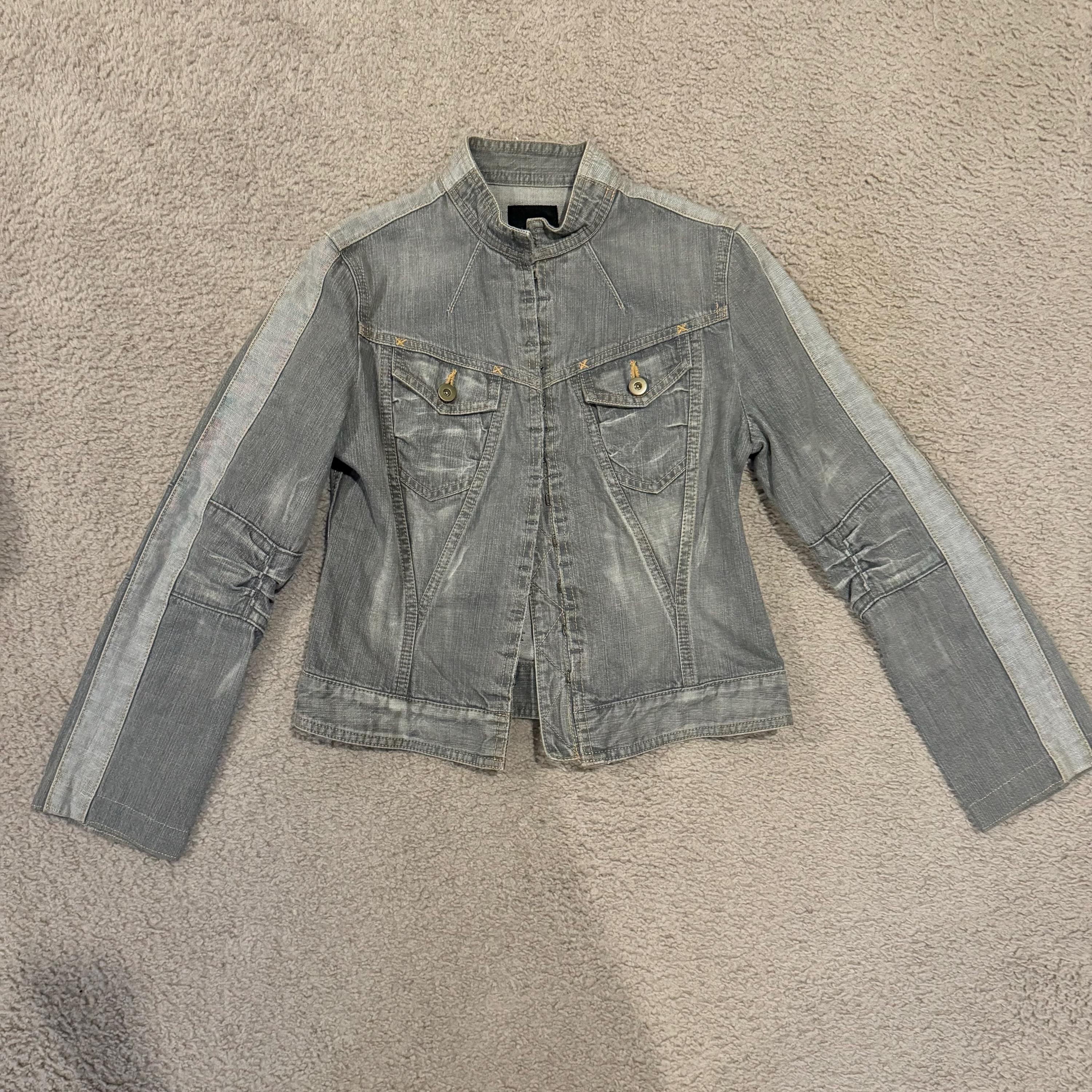 Archive Japanese Y2K Grey Denim Jacket Grunge Fashion PPFM 