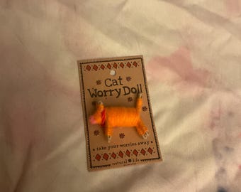 Muñeca de preocupación de gato hecha a mano