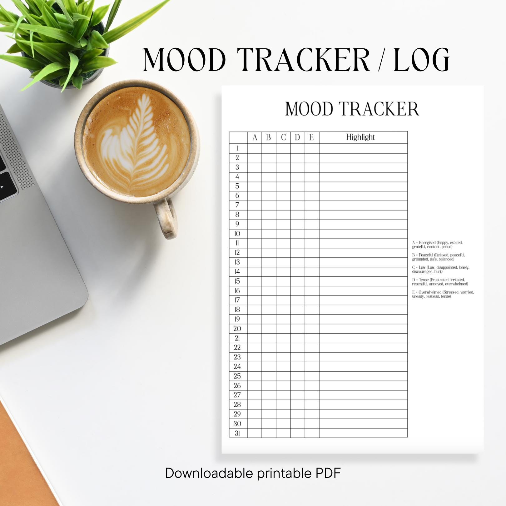 Minimalist Mood Tracker Printable | Daily Emotion Log - Etsy