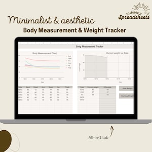 Misurazioni corporee e monitoraggio del peso per Fogli Google / Foglio di calcolo del dashboard dei progressi di fitness