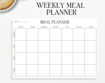Printable Weekly Meal Planner: Food Menu Organizer (Digital Download)