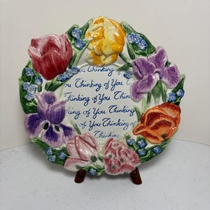 Fitz & Floyd Essentials Spring Bouquet Flower Wreath 10” Wall Hanging Plate