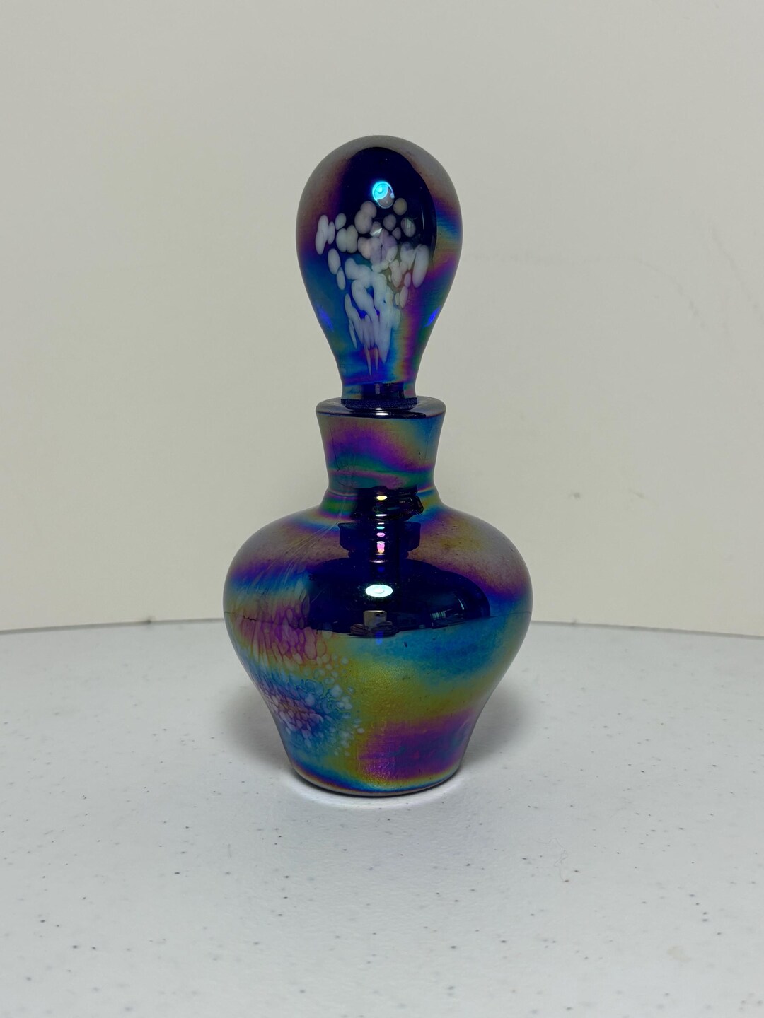 Perfume Bottle by I. W. Rice & Co Iridescent Cobalt Blue Carnival Glass ...