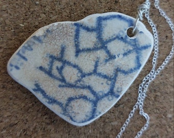 pottery shard necklace on sterling 925 silver chain