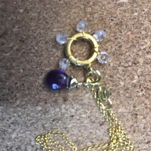 Amethyst and morganite gold vermeil pendant necklace