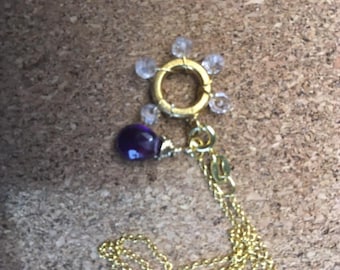 Amethyst and morganite gold vermeil pendant necklace