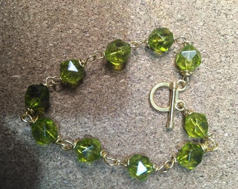 Green Peridot Gold Vermeil bracelet