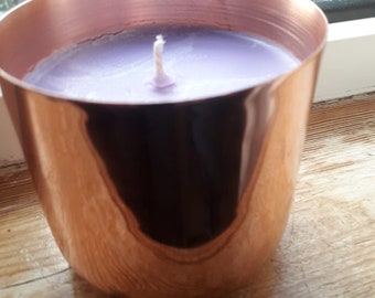 coconut and rapeseed wax luxury candles: lavender candle in copper container