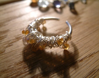 hessonite citrine Thai karen silver gemstone ring