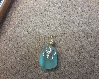 Mermaid seaglass  pendant with celtic design.