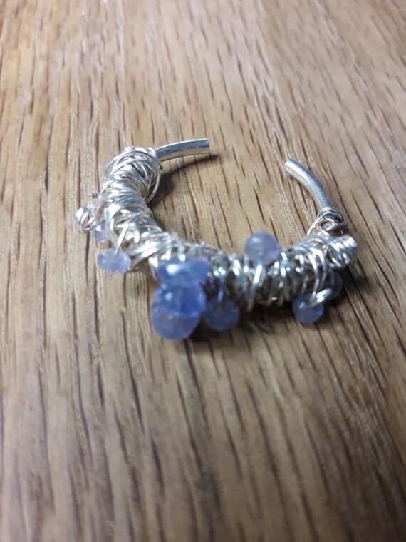 tanzanite silver ring. Thai Karen Silver wrap gemstone ring