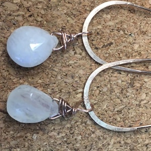 moonstone rose gold vermeil hoop chandelier earrings