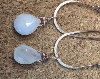 moonstone rose gold vermeil hoop chandelier earrings