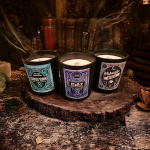 D&D Inspired Poison Candles | Soy Wax | Wood Wick Candle | DND Gifts | Dungeons and Dragons | Nerdy Gifts | Geeky Gifts | TTRPG Enhancement