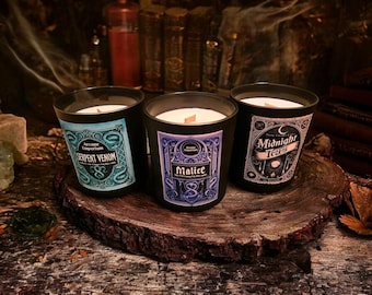 Velas venenosas inspiradas en D&D / Cera de soja / Vela con mecha de madera / Regalos D&D / Calabozos y dragones / Regalos para frikis / Regalos para aficionados / Mejoras para juegos de rol de mesa