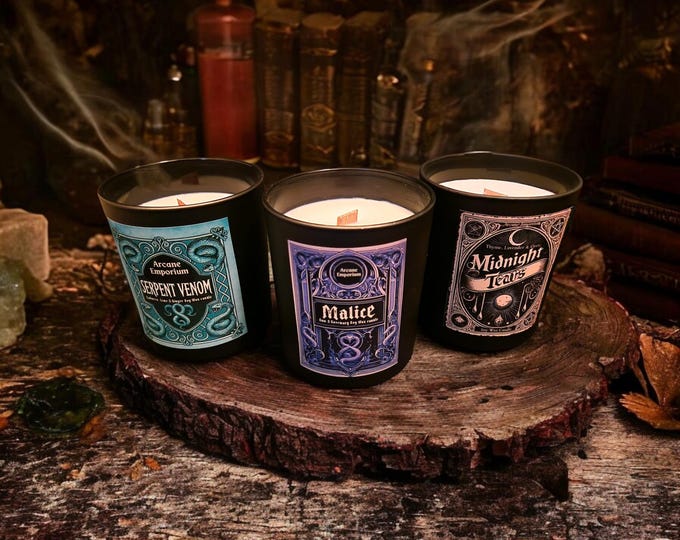 D&D Inspired Poison Candles | Soy Wax | Wood Wick Candle | DND Gifts | Dungeons and Dragons | Nerdy Gifts | Geeky Gifts | TTRPG Enhancement