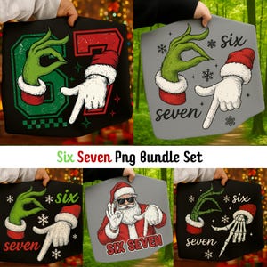 Six Seven 6 7 Christmas Meme PNG-paket, högtidsdesigner (digital nedladdning)