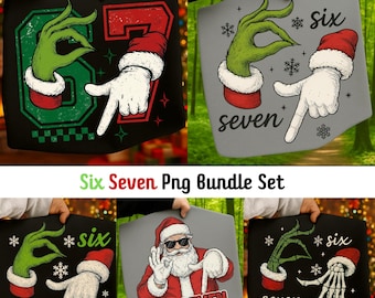 Zes Zeven 6 7 Kerstmeme PNG-bundel, Feestelijke ontwerpen (digitale download)