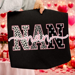 Preppy Leopard NAN PNG, Pink Block Letter Grandma Clipart, Mother’s Day Digital Download