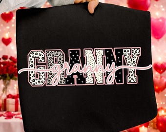 Preppy Leopard Granny PNG, Pink Block Letter Grandma Clipart, Mother’s Day Digital Download