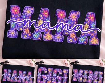 Preppy Mama Nana Mimi Gigi Png, Purple Floral Grandma Nicknames Design, Flower Mother's Day Png, Mother's Day Bundle Png, Floral Mama Png