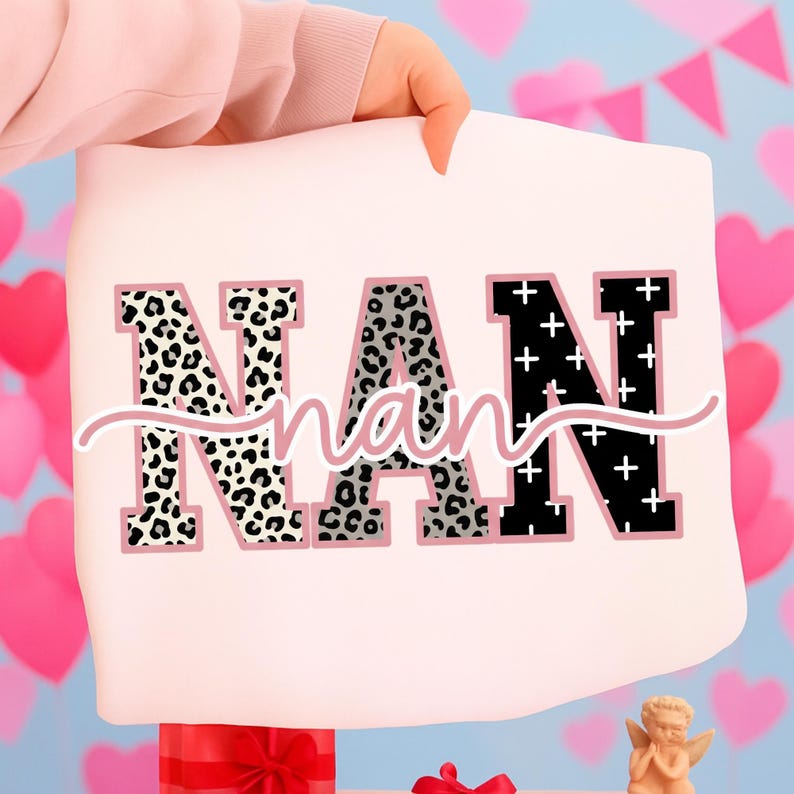 Preppy Leopard NAN PNG, Pink Block Letter Grandma Clipart, Mother’s Day ...