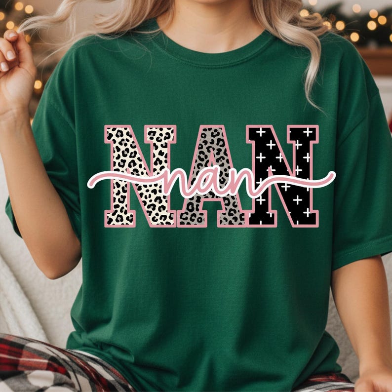Preppy Leopard NAN PNG, Pink Block Letter Grandma Clipart, Mother’s Day ...