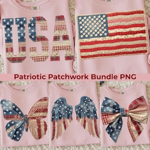 Vintage Patchwork Patriotic PNG Bundle, 4th of July Quilt Designs (Digital Download)