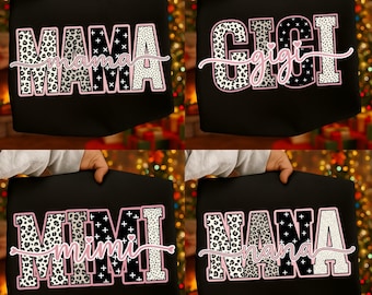 Preppy Leopard Mama Gigi Mimi Nana PNG Set, Mother's Day Png (Digital Download)