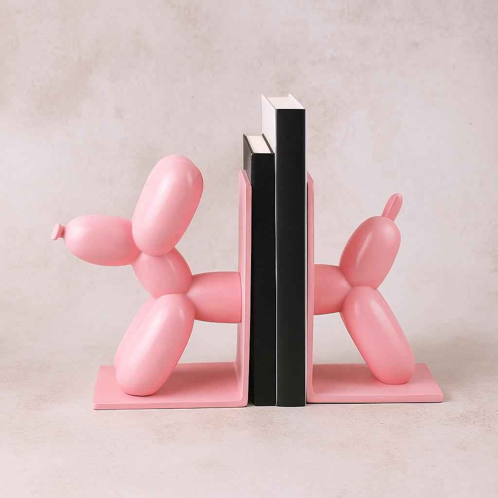 Cute Balloon Dog Bookends - Adorable Animal Book Stoppers For Kids Shelves Books Unique Decor For Home Office Playrooms - View #2