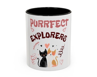 Purrfect Explorers Cat-Themed Mug - Colorful Coffee Cup (11oz, 15oz)
