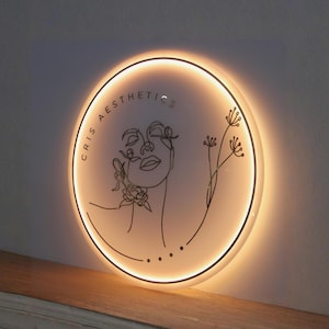 Acryl led salonstudio-logobord | Neonreclame met achtergrondverlichting voor beautybar, spa en kliniek