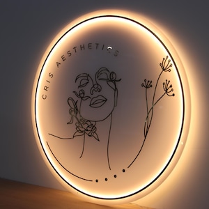 Circle Acrylic LED Logo Sign for Salon | Acrylic Backlit Signs for Med Spa | Wall Hanging Business Sign | Clinic Wall Sign | Salon Logo Sign