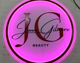 Backlit Acrylic Business Sign |  Custom Neon Light Up Sign | Beauty Bar Led Logo