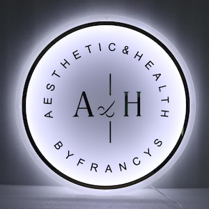 Acrylic Neon Business Sign, 3D LED Logo, Aesthetic Backlit Beauty Bar Signs, Round LED Acrylic Wall hanging, Illuminated Logo Signs Custom