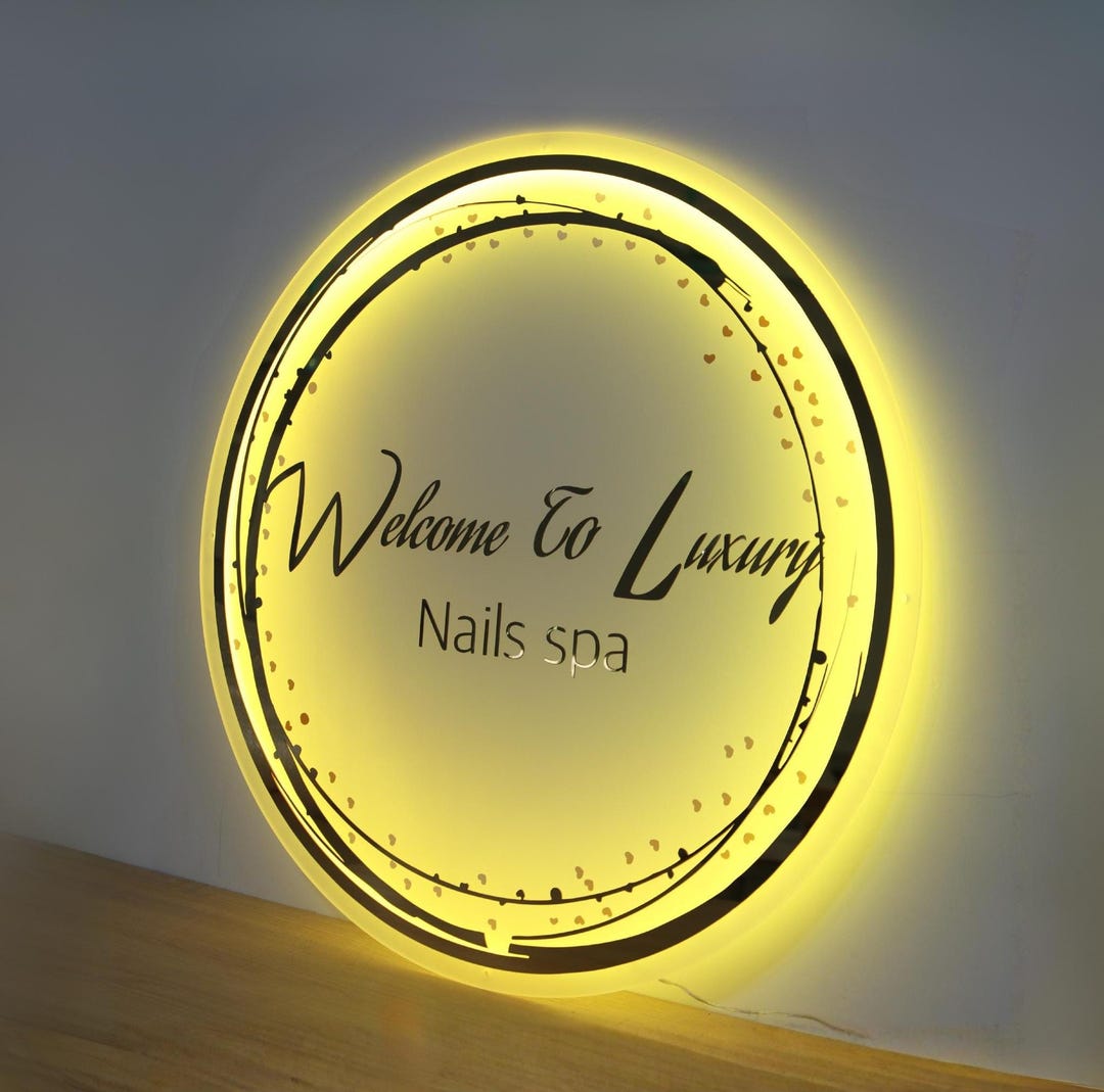 Backlit Custom Acrylic Sign | Neon Beauty Bar Sign | Light up Led Logo ...