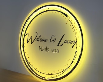 Backlit Custom Acrylic Sign | Neon Beauty Bar Sign | Light up led logo