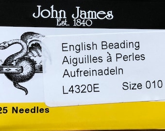 Beading Needles - Pack of 25, Available in 3 sizes Made in England