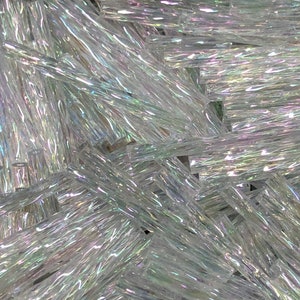 25mm Twisted Czech Bugle Beads, Crystal Iris, 45-50gr pack