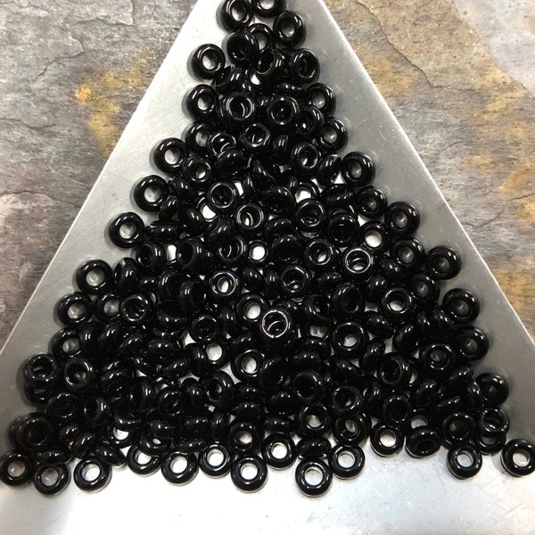 6/0 Japanese Demi Round Seed Beads - Opaque Black - Toho # 49 (2" round tube, approx 8 grams)