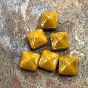 Czech 2-hole Pyramid Stud Beads - 8mm Mustard Luster - 6 Beads