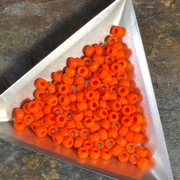 6/0 Japanese Seed Beads - Opaque Orange Miyuki # 406 (5" round tube, approx 20 grams)