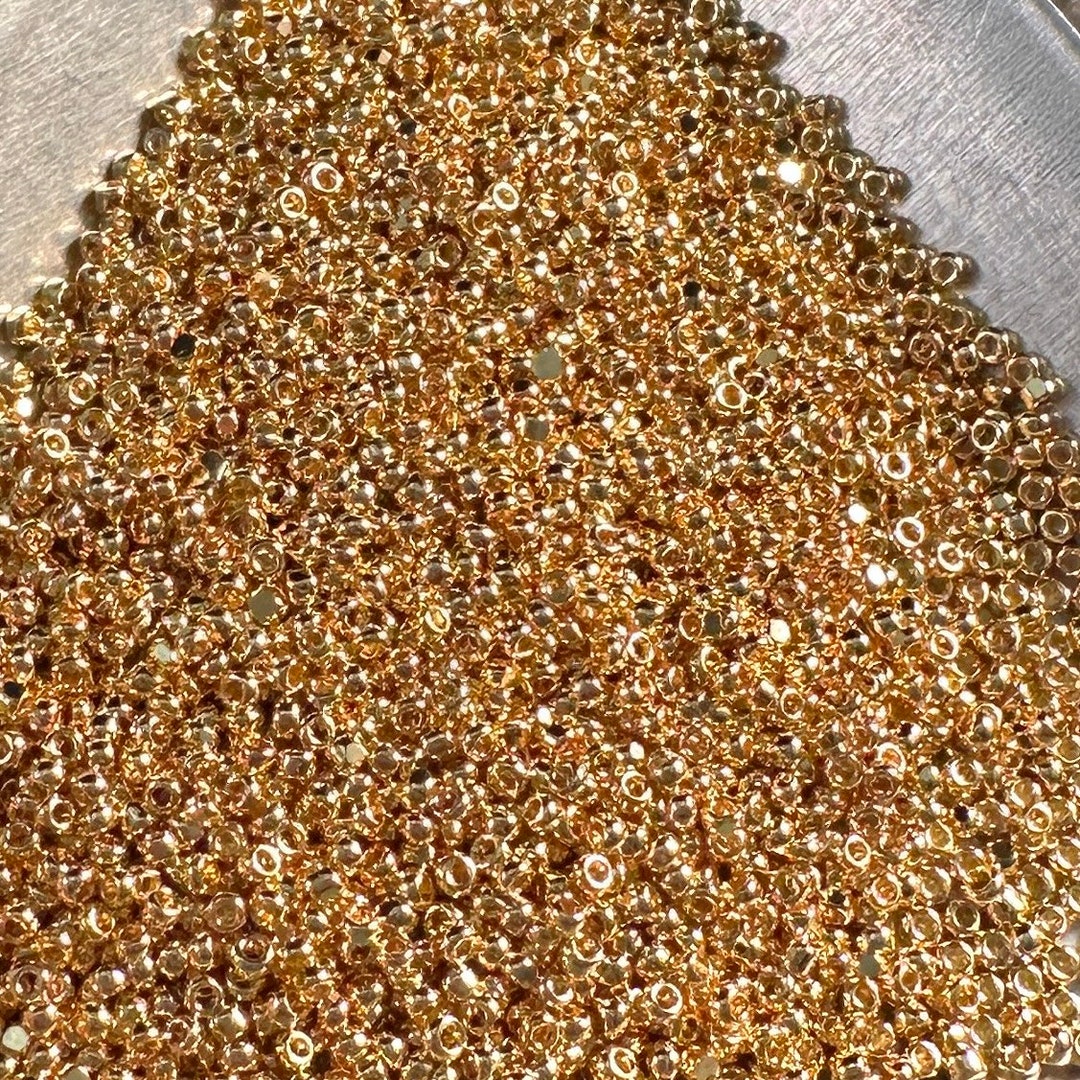 15/0 Czech Charlottes Seed Beads 24k Gold Plated 1.5 Round Tube, Approx